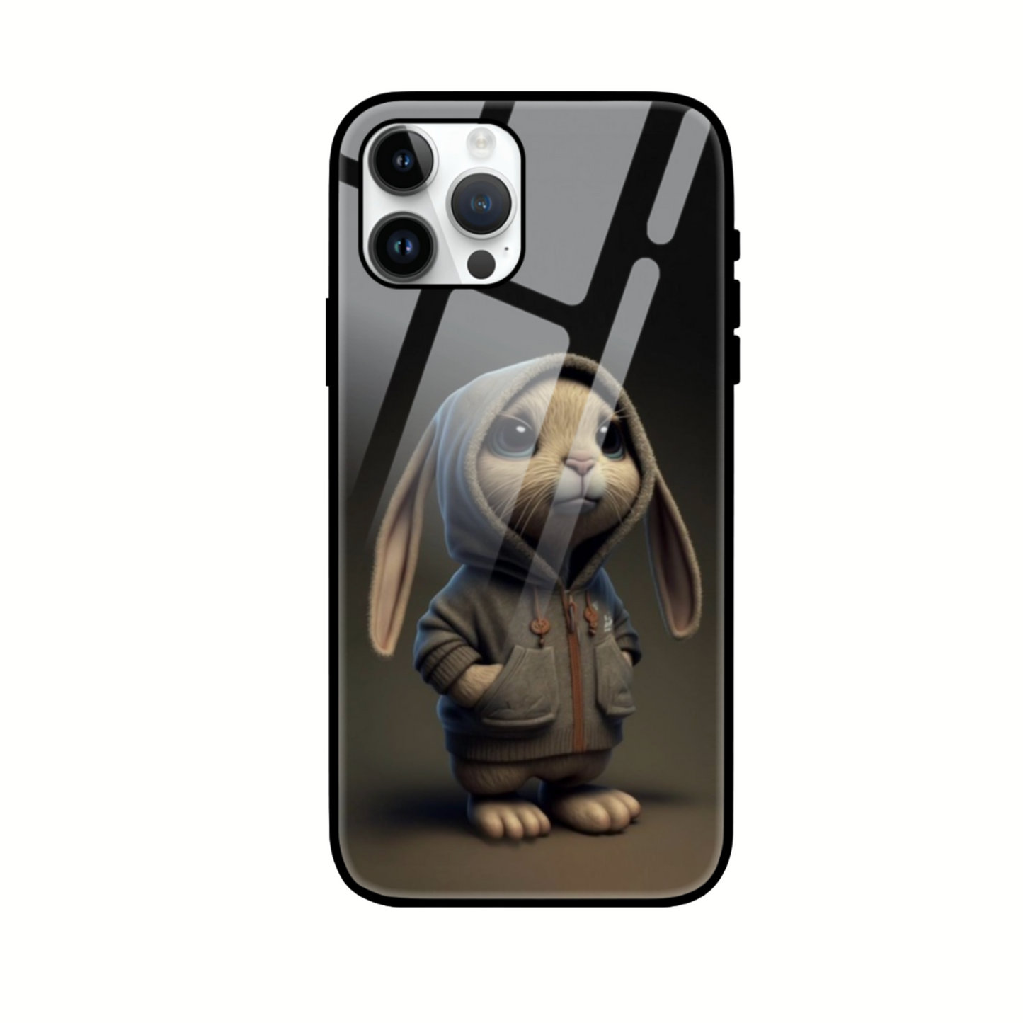 Adorable Hoodie Bunny Glass Phone Case - Sleek Protection for Your Device