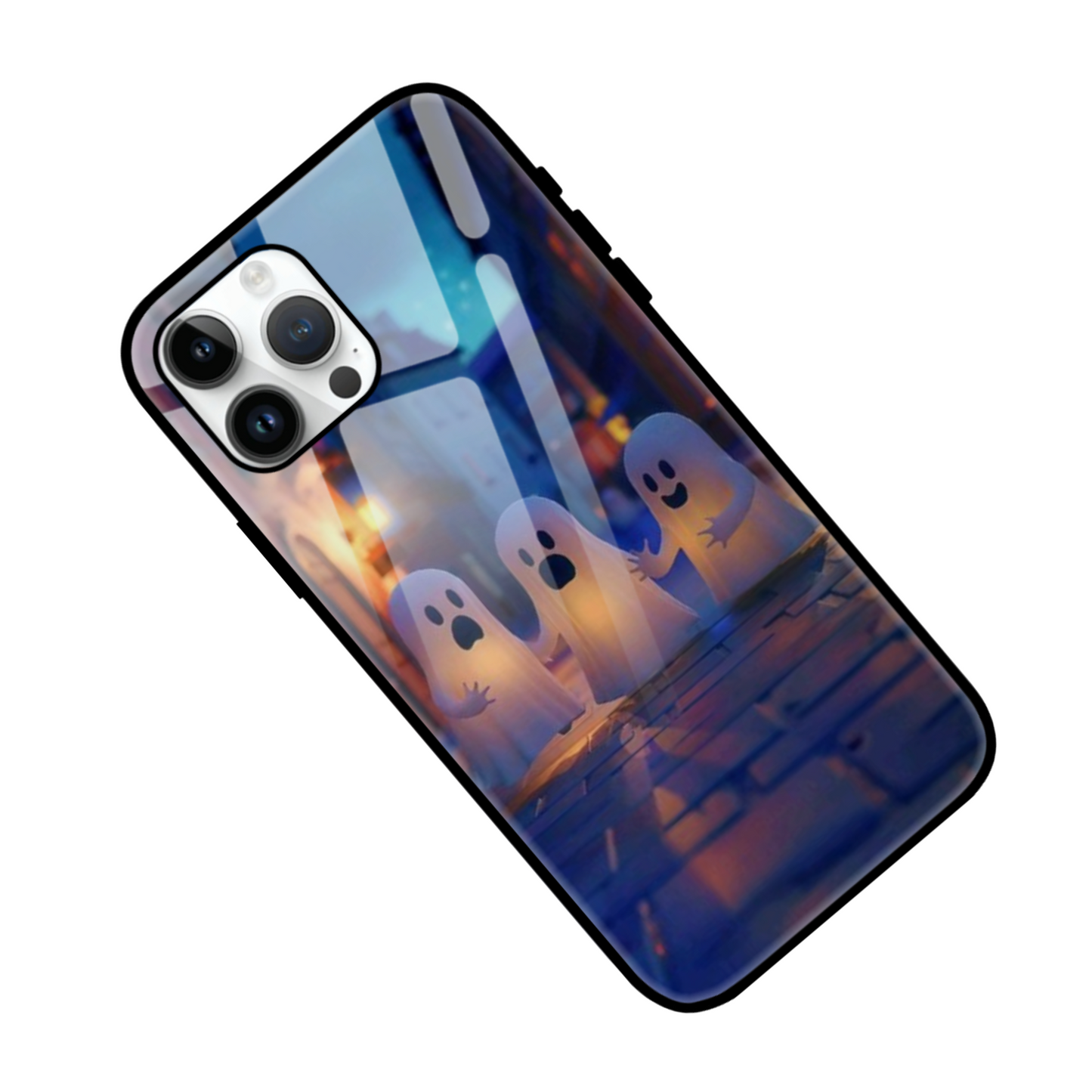 Playful Ghosts Street Scene Phone Case – Unique and Fun Design