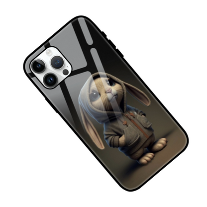 Adorable Hoodie Bunny Glass Phone Case - Sleek Protection for Your Device