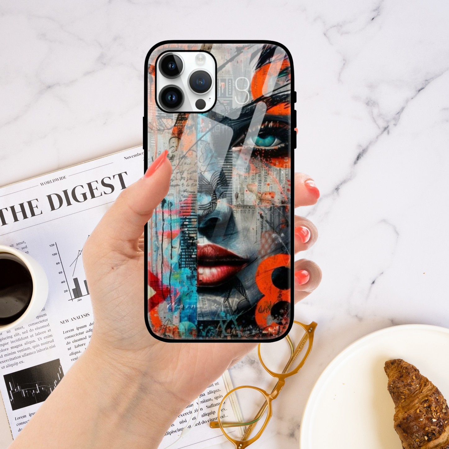 Abstract Artistic Face Phone Case - Vibrant Urban Collage Design