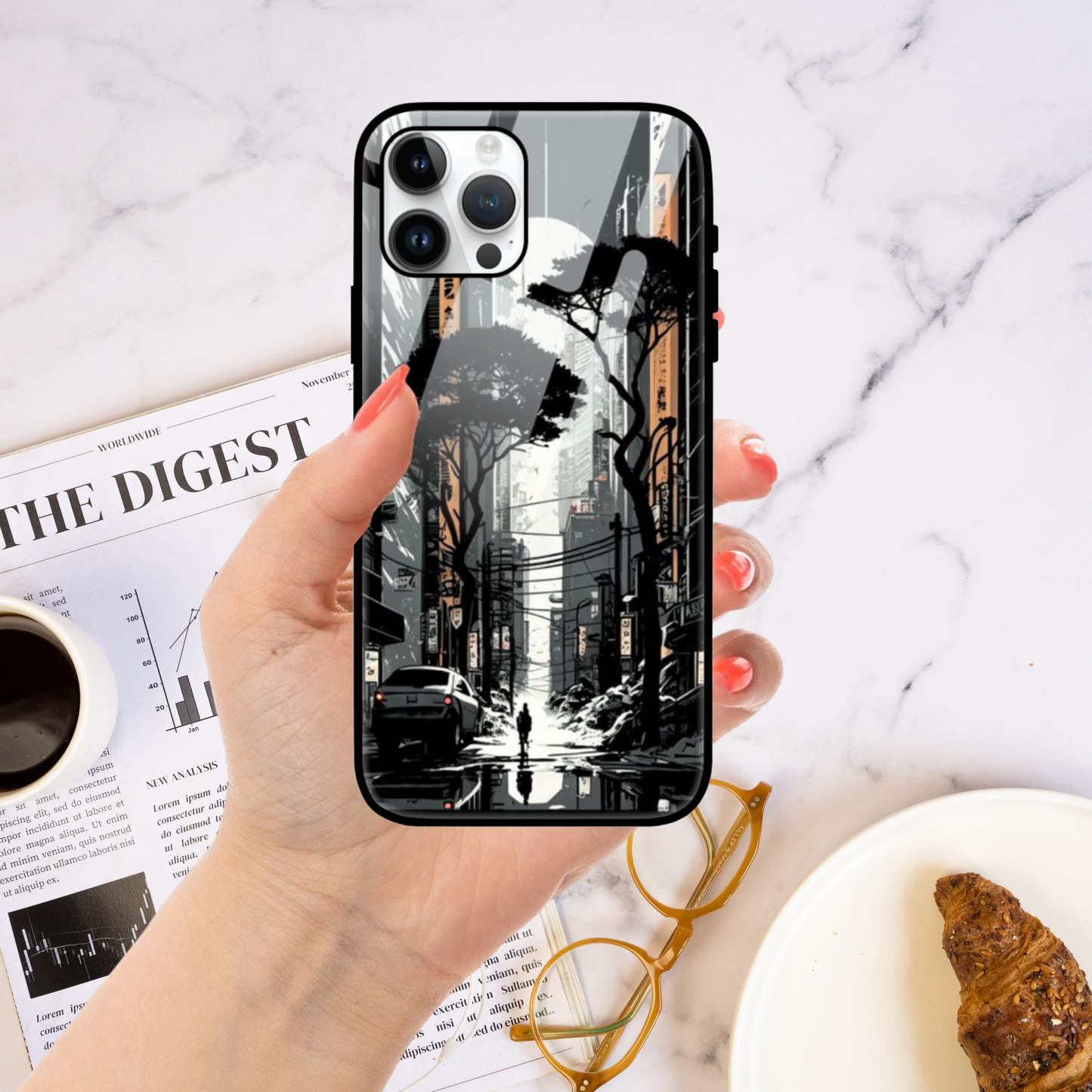 Urban Noir Cityscape Phone Case – Sleek, Artistic Protection