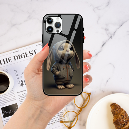 Adorable Hoodie Bunny Glass Phone Case - Sleek Protection for Your Device