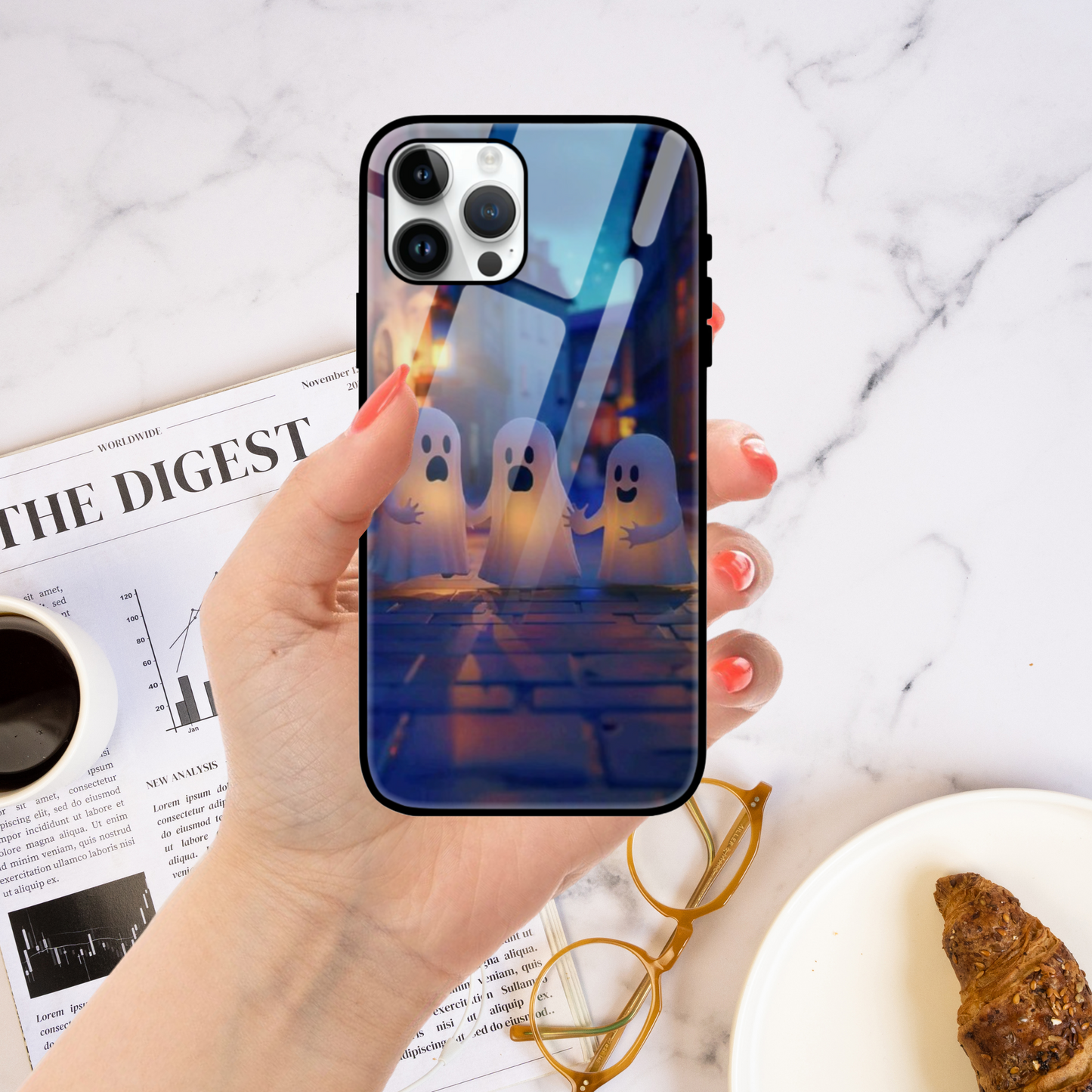 Playful Ghosts Street Scene Phone Case – Unique and Fun Design