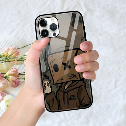 Quirky Box-Head Character Phone Case - Trendy Urban Art Design