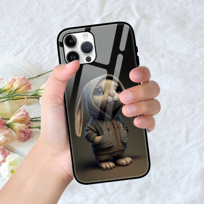 Adorable Hoodie Bunny Glass Phone Case - Sleek Protection for Your Device