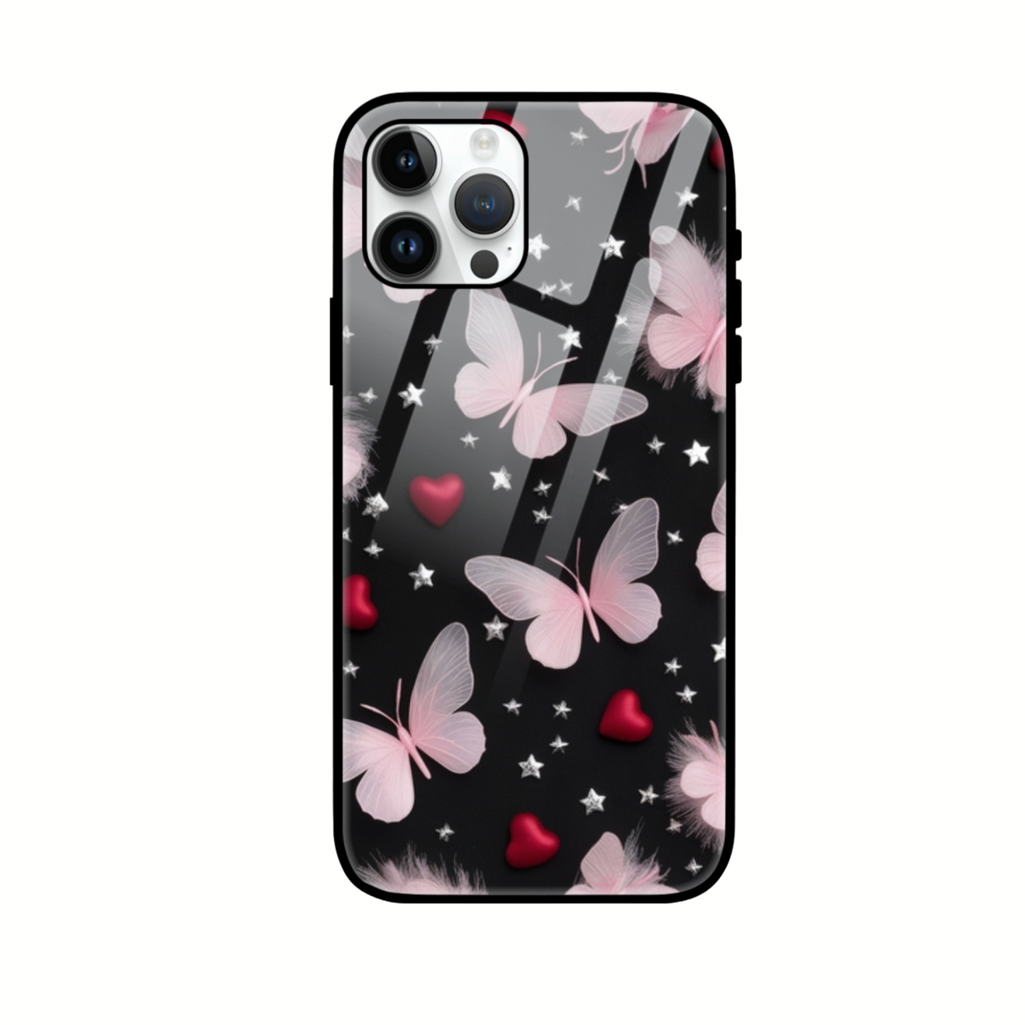 Pink Butterfly Hearts Mobile Cover – Stylish, Protective, and Elegant Design