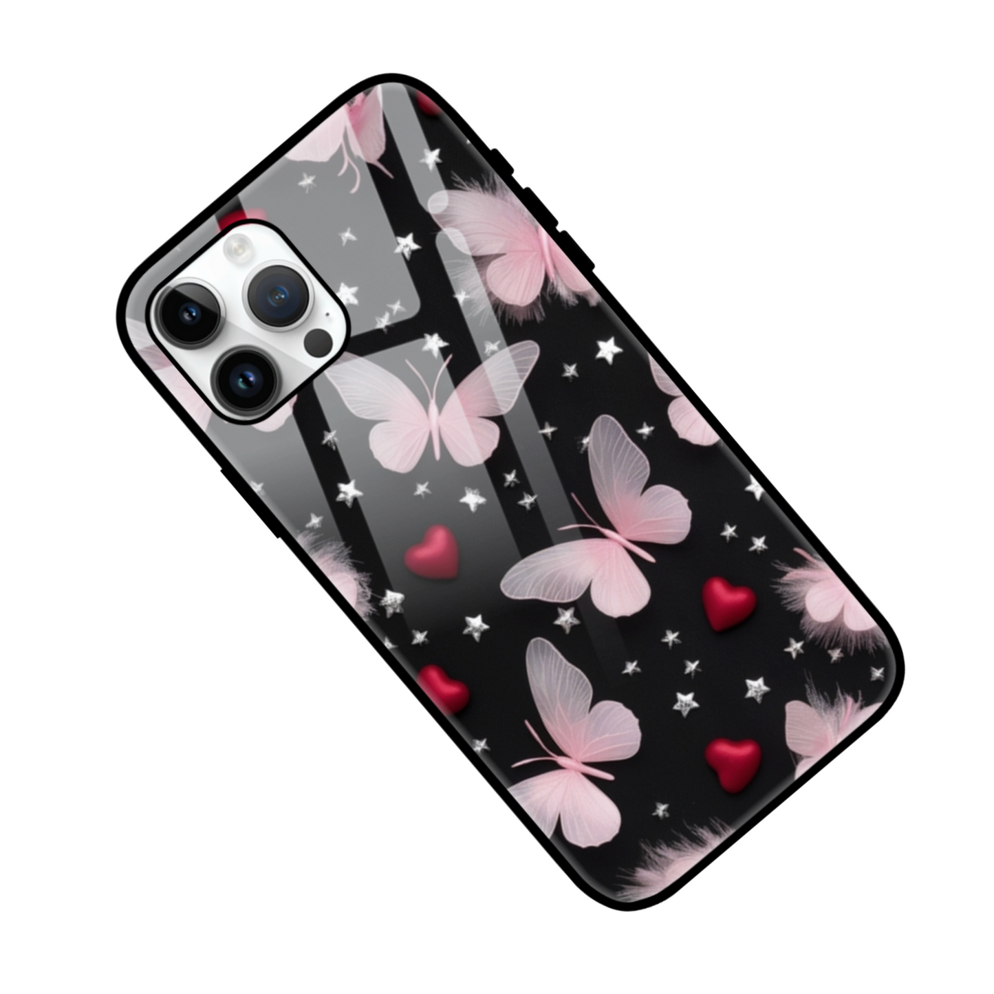 Pink Butterfly Hearts Mobile Cover – Stylish, Protective, and Elegant Design